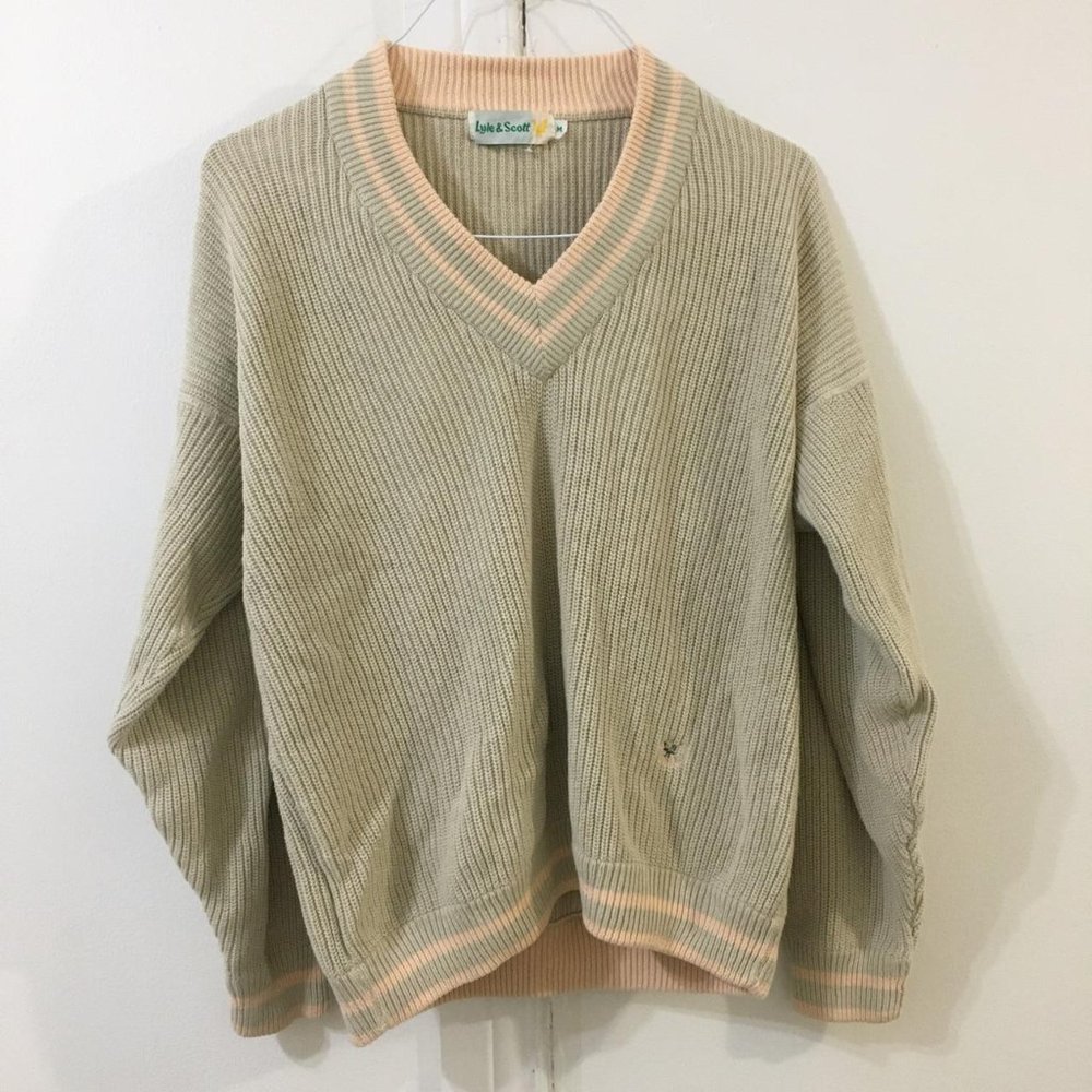 NWOT men's small Lyle & Scott Preppy sweater in beige and peach 🍑